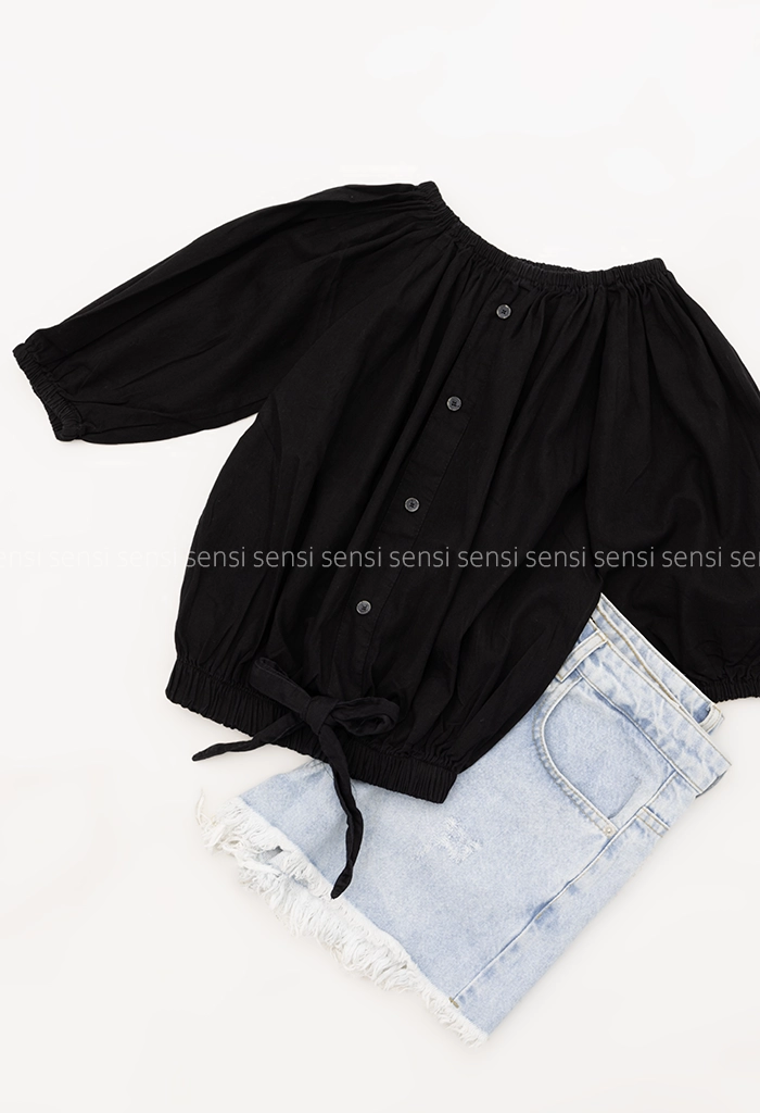 نیم تنه کتان سرشانه کش کد1005089